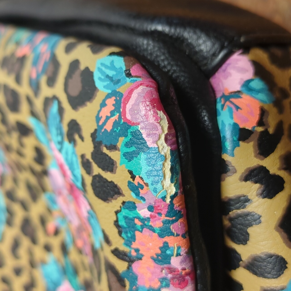 Betsy Johnson Satchel handbag leopard & flowers Bowler - Picture 11 of 15